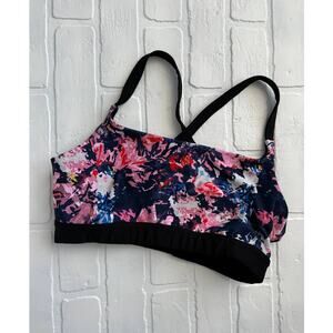 dip Women's Floral Print Criss Cross Back Athletic Yoga Sports Bra -sz L